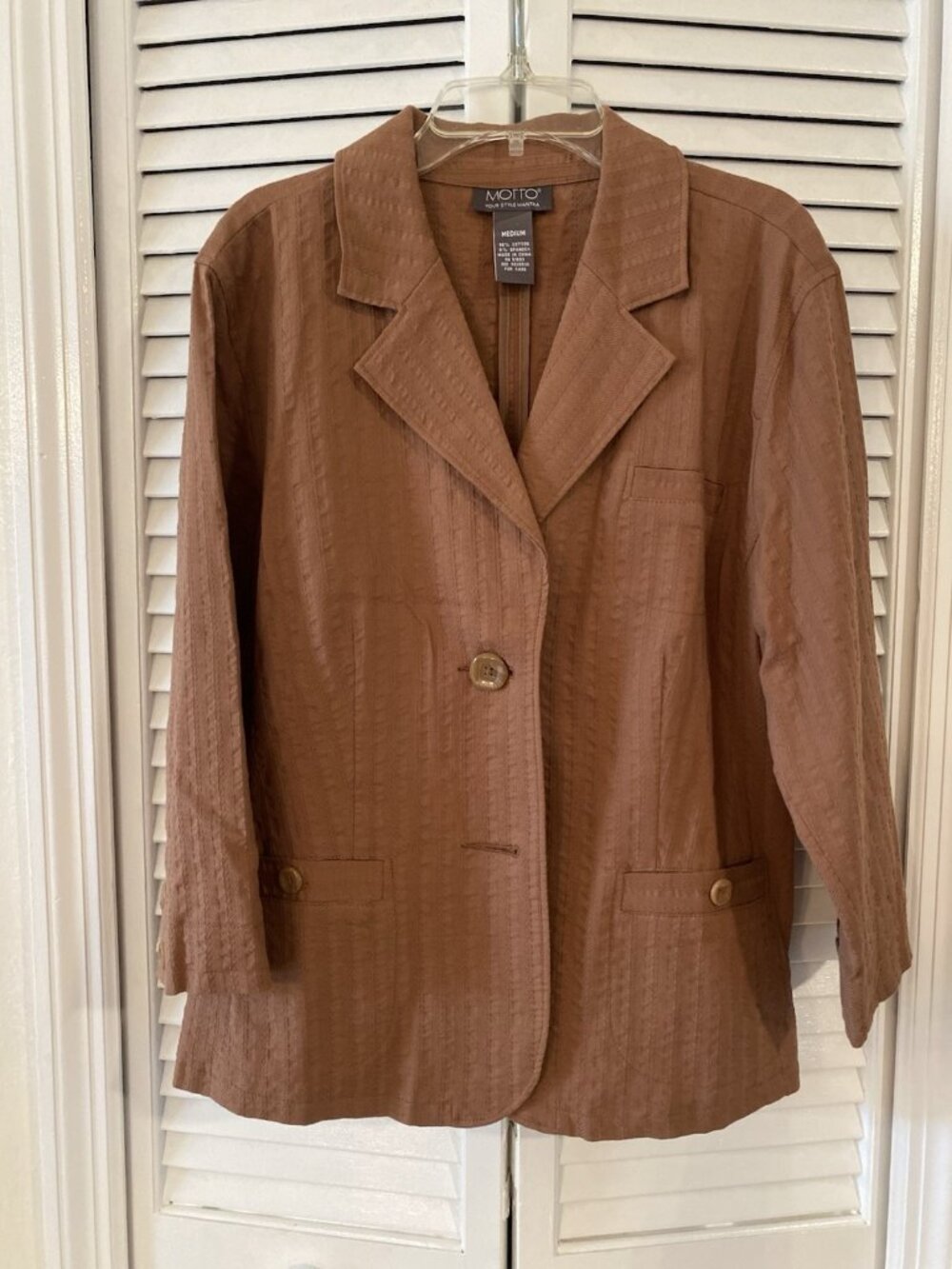 MOTTO Your Style Mantra Brown button long sleeve jacket blazer Sz M Casual